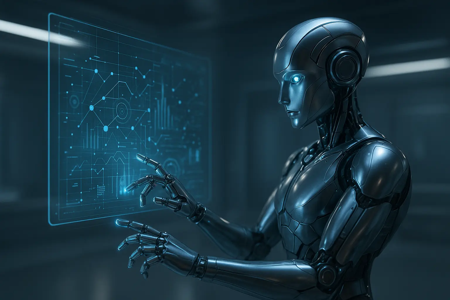 Robot de software (RPA) interactuando con una interfaz digital para automatizar procesos.